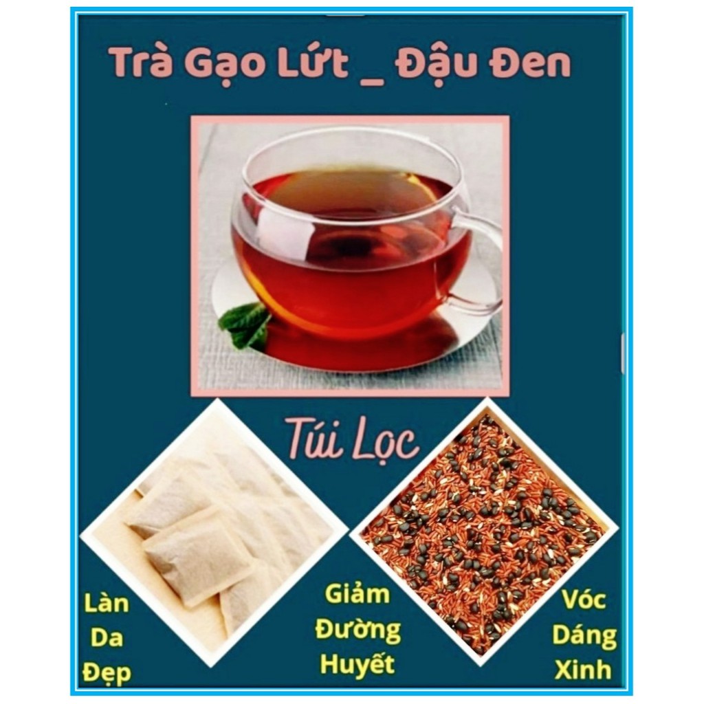 Trà Gạo Lứt Đậu Đen, 40 Túi Lọc, Đẹp Da, Giảm Cân, Trẻ Lâu