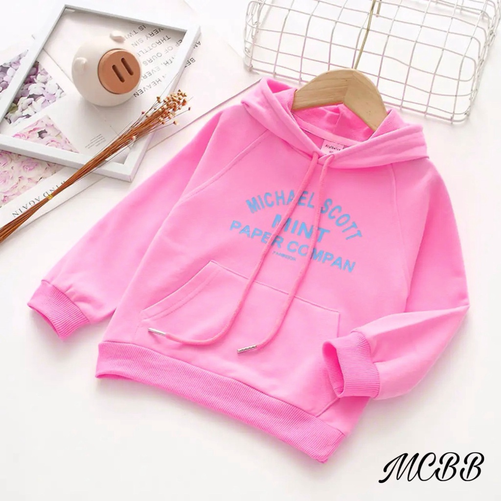 MCBB - 23-47 Kg 100% Vải Cotton Mỏng Áo Hoodie Bé Gái Trai Áo Thun Tay Dài Bé Gái Có Túi Áo Bé Trai Cho Trẻ Em Unisex Bộ