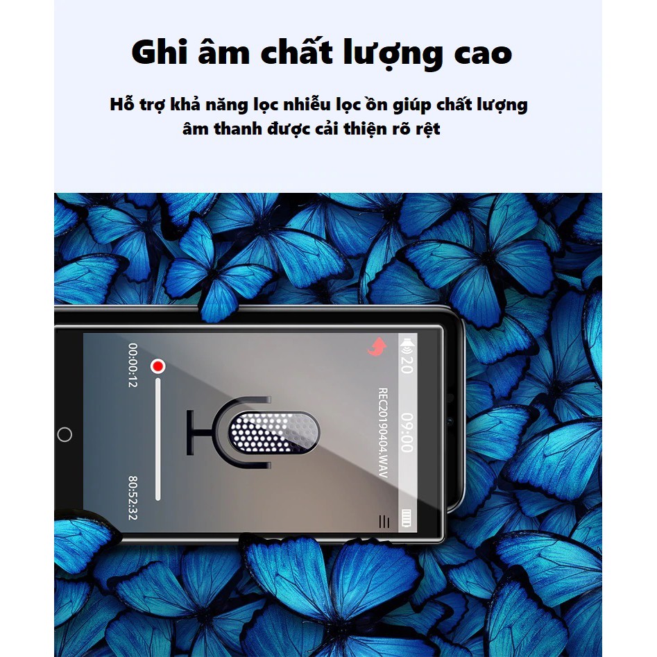 Máy nghe nhạc MP3/MP4 RUIZU H1 Màn hình cảm ứng Kết nối Bluetooth Dung lượng 8/16/32GB Thu âm Nghe ebook