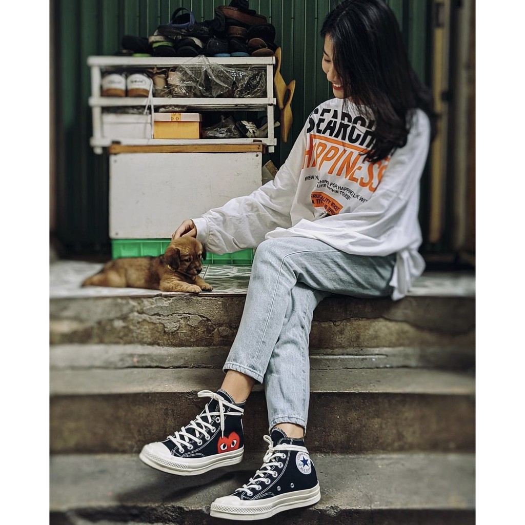 Giày Conversse Chuck70s x CDG Cao &Thấp Cổ Màu Black/White