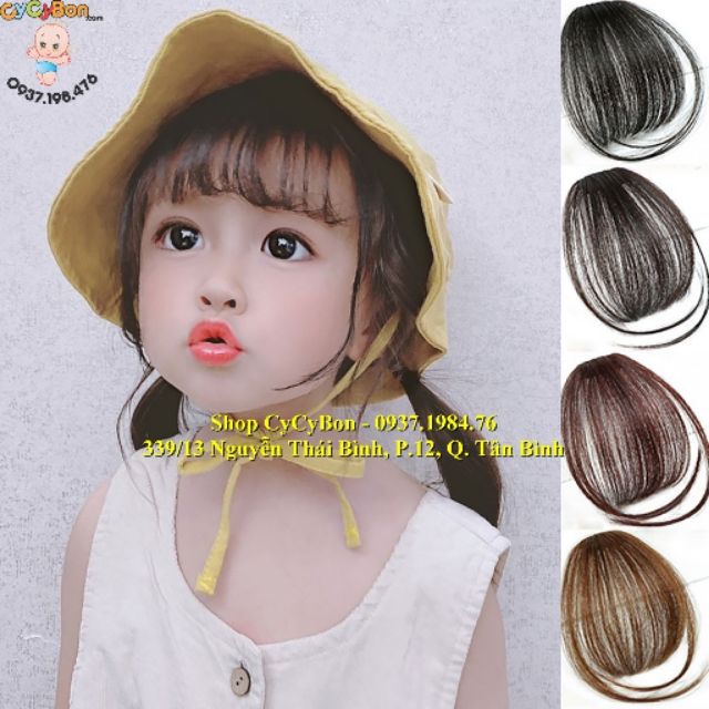 Kẹp Tóc Giả Cho Bé Gái Mái Trước Thưa - có sợi dài 2 bên - 2 màu Đen và Nâu Đậm !