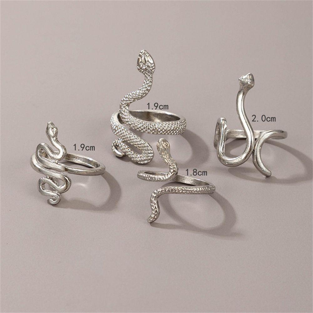 Set 4 Nhẫn Hình Rắn Phong Cách Boho Gothic Cổ Điển Dành Cho Nữ