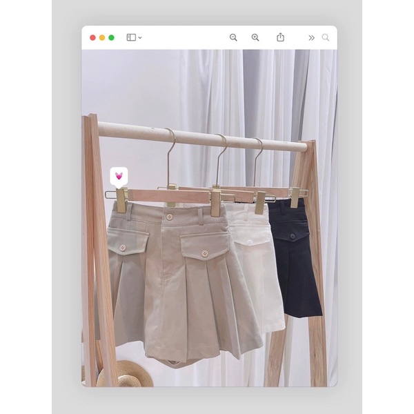 Chân Váy Kaki Xếp Ly Nữ Lưng Cao phối túi nắp m240