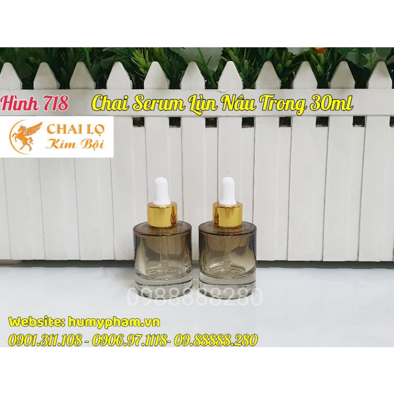 CHAI LỌ CHIẾT MỸ PHẨM - Chai Serum Lùn Nâu Trong 30ml