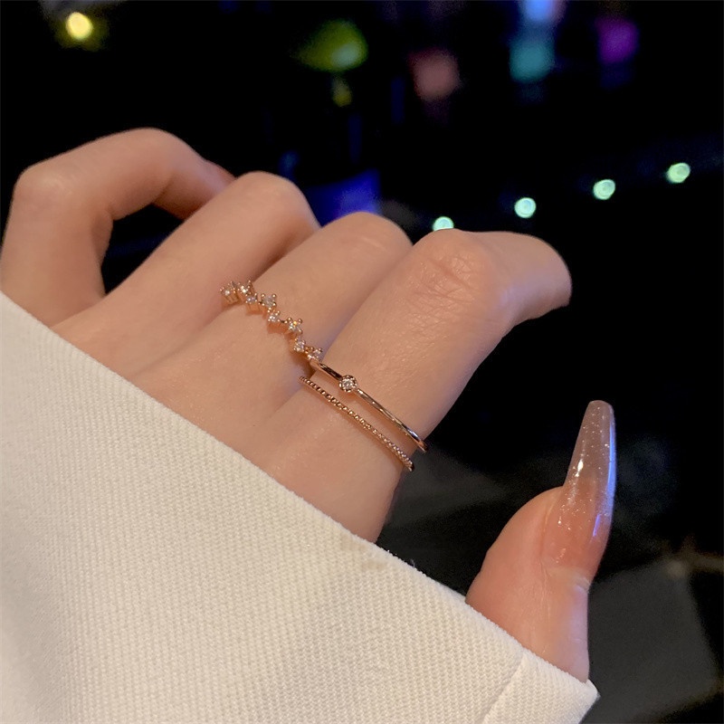 Nhẫn Hợp Kim Mạ Vàng Hồng Đính Đá Zircon Thời Trang Cho Nữ