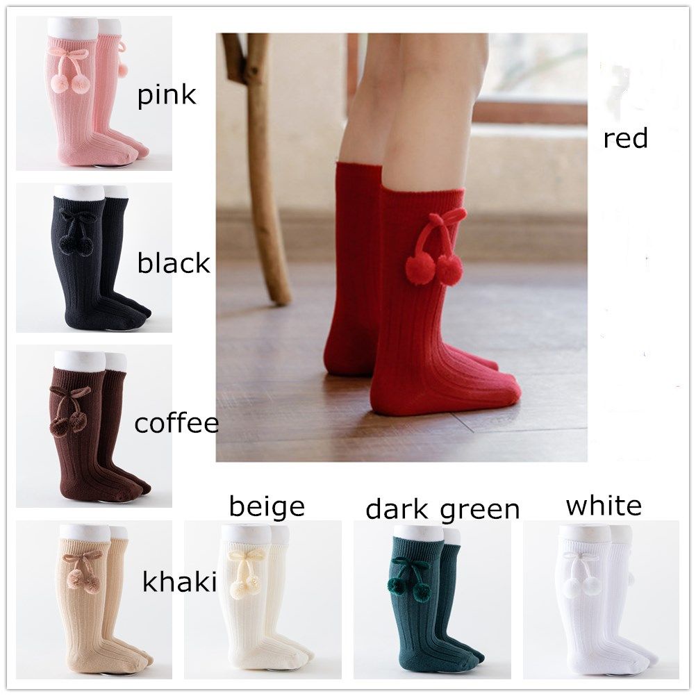 1 Đôi Vớ Cotton Đính Bóng Lông Nhiều Màu Dễ Thương Giữ Ấm Mùa Thu Đông Cho Bé Sơ Sinh