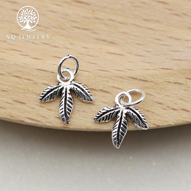 Charm bạc hình lá 3 cánh treo - NQ Jewelry