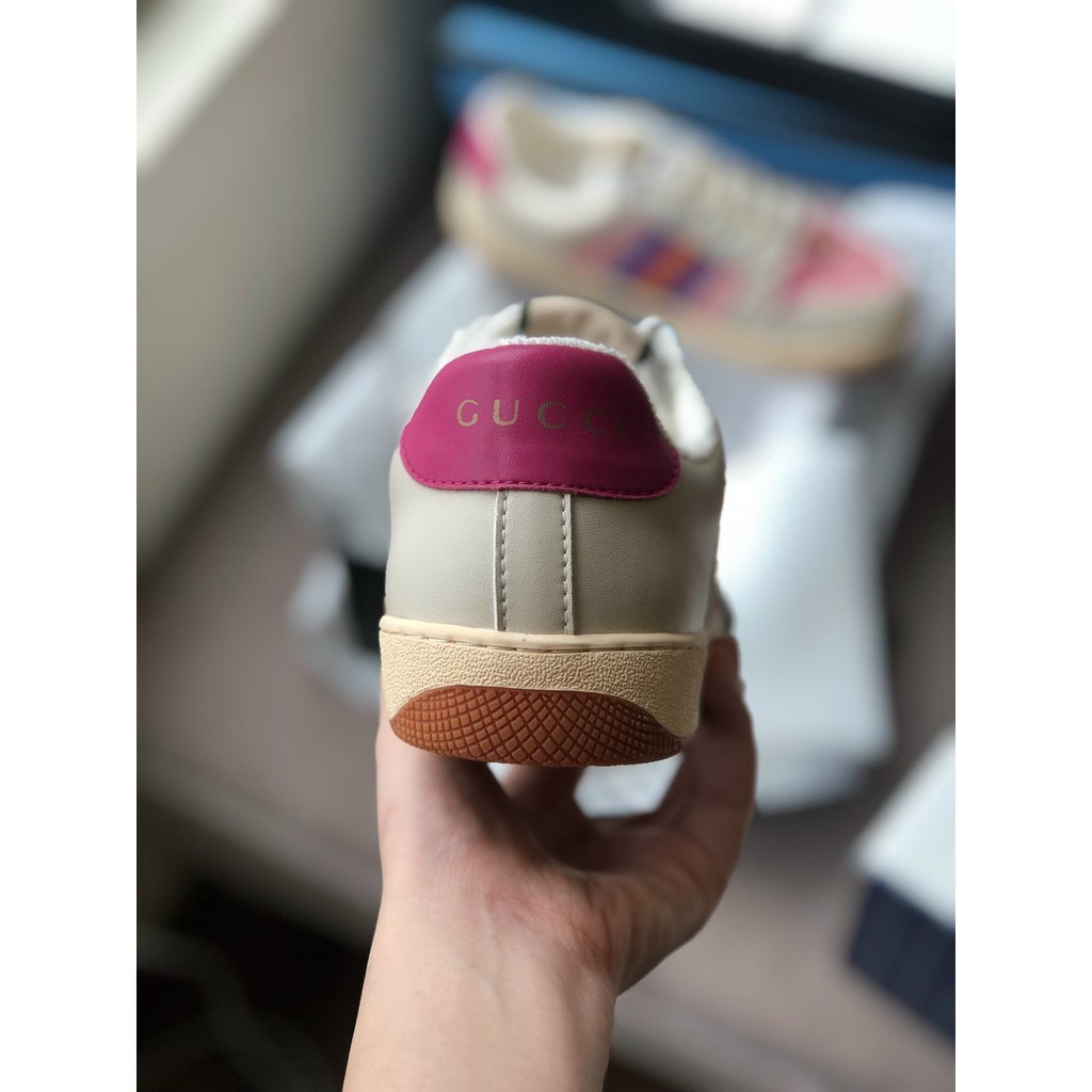 Giày thể thao Sneaker -𝐆𝐮𝐜𝐜𝐢 𝐒ơ𝐧 𝐓ù𝐧𝐠 cao cấp màu hồng phối đồ sang chảnh phong cách