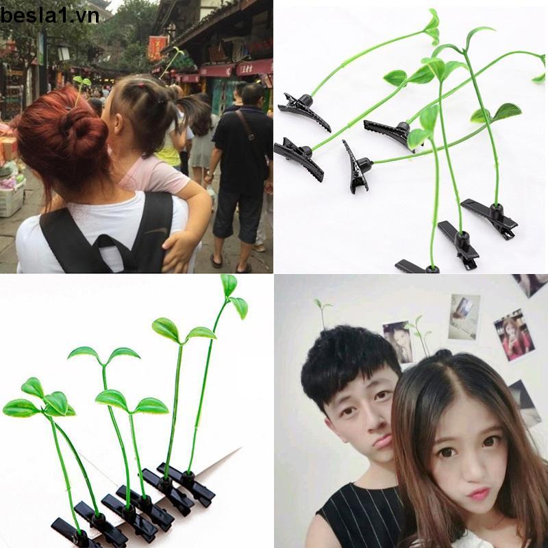 🎀Kẹp Tóc Đính Hạt Đậu Xanh Lá Cây Giá Đỗ Cho Nữ