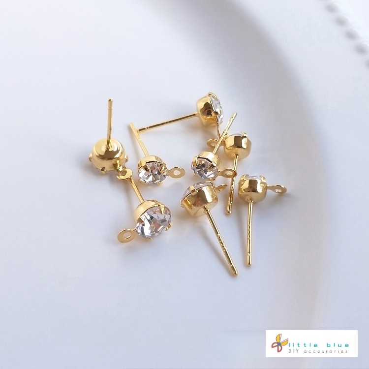 Bông Tai Mạ Vàng 18K Đính Đá Zircon Dạng Treo Có Thắt Lưng Thủ Công diy