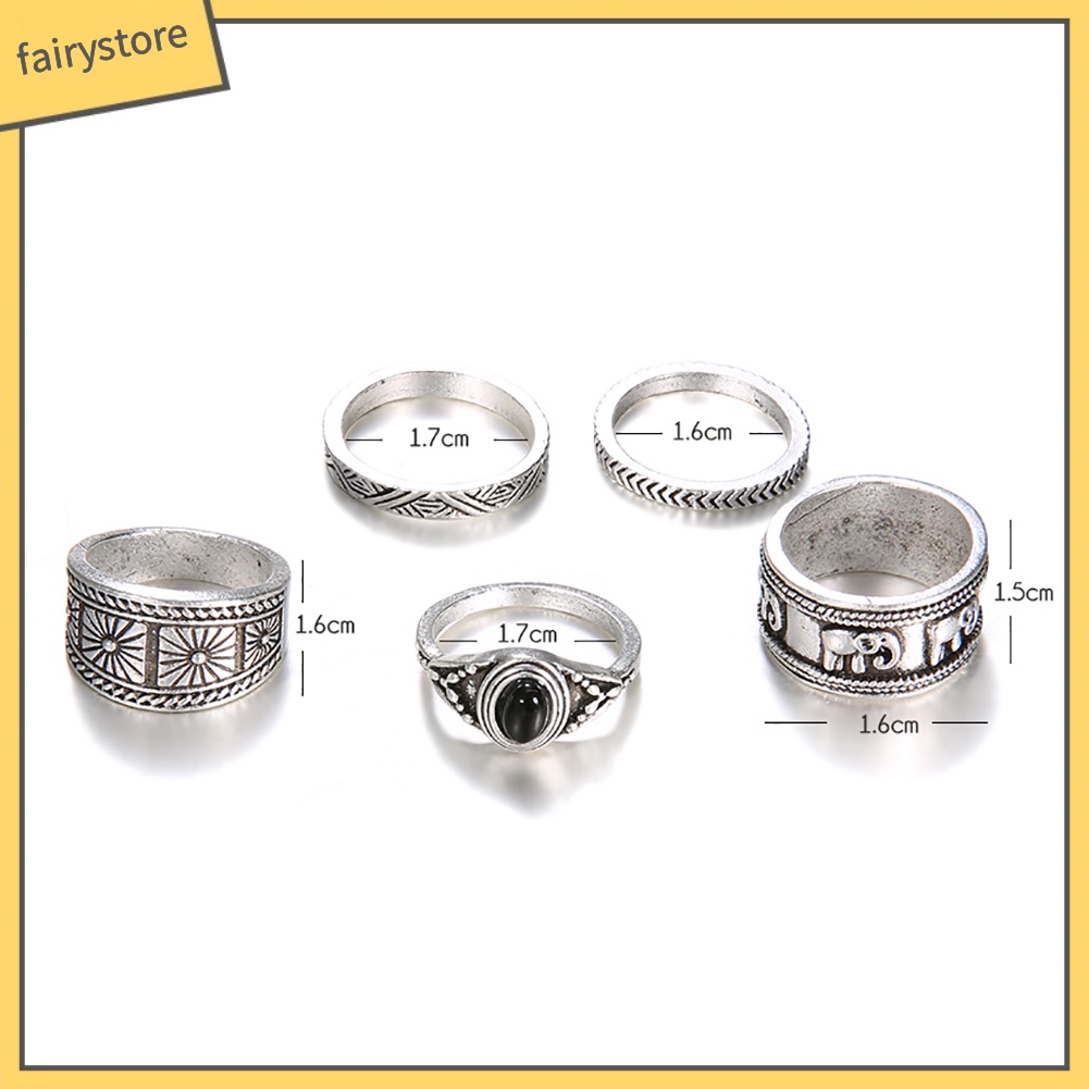 Set 5 Nhẫn Đeo Khớp Ngón Tay Phong Cách Cổ Điển Thời Trang Cho Nữ