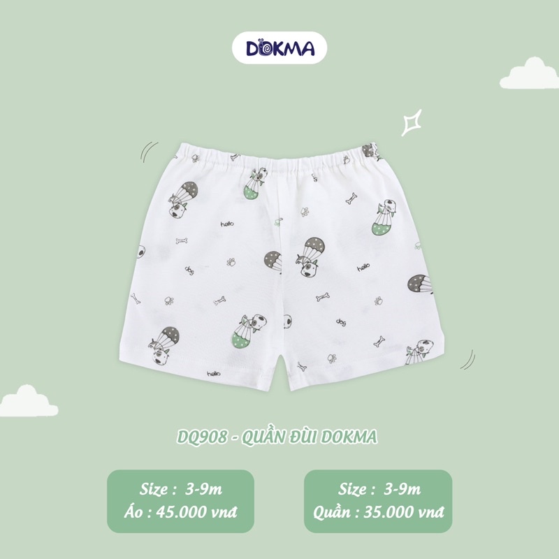 Quần cộc đùi sơ sinh Dokma chất cotton mềm mát size 3-9 tháng