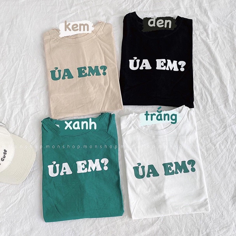 [ Rẻ vô địch ] Áo thun cotton tay lỡ dáng rộng unisex - Ủa Em ?