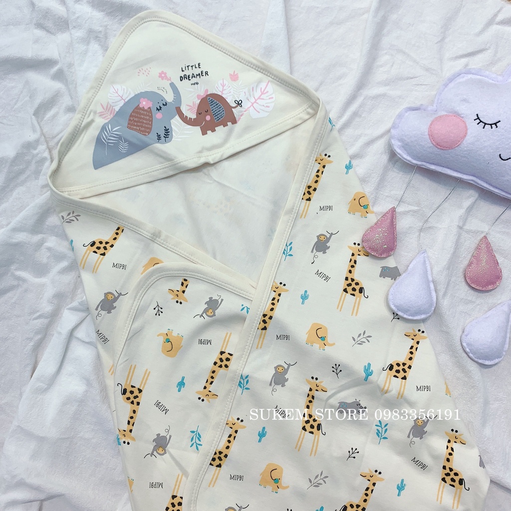 Chăn Ủ Cho Bé, Ủ Choàng Mipbi 100% cotton mềm mại