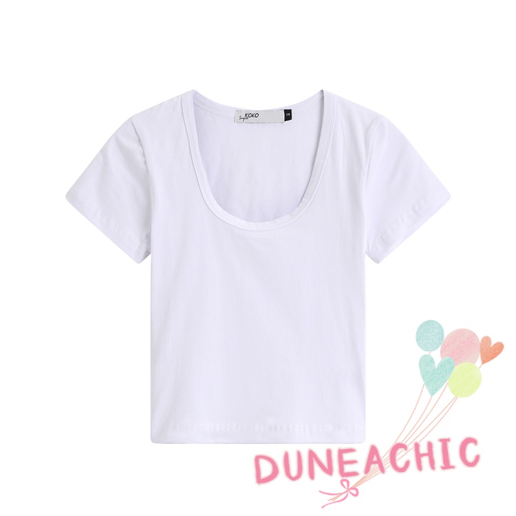 DUNEA Áo Thun Tay Ngắn Cổ Chữ U Thời Trang Cho Nữ
