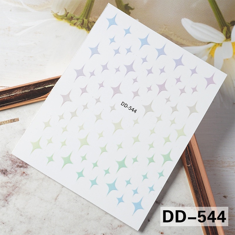 Sticker nail tia chớp, hình thoi, hình dán móng