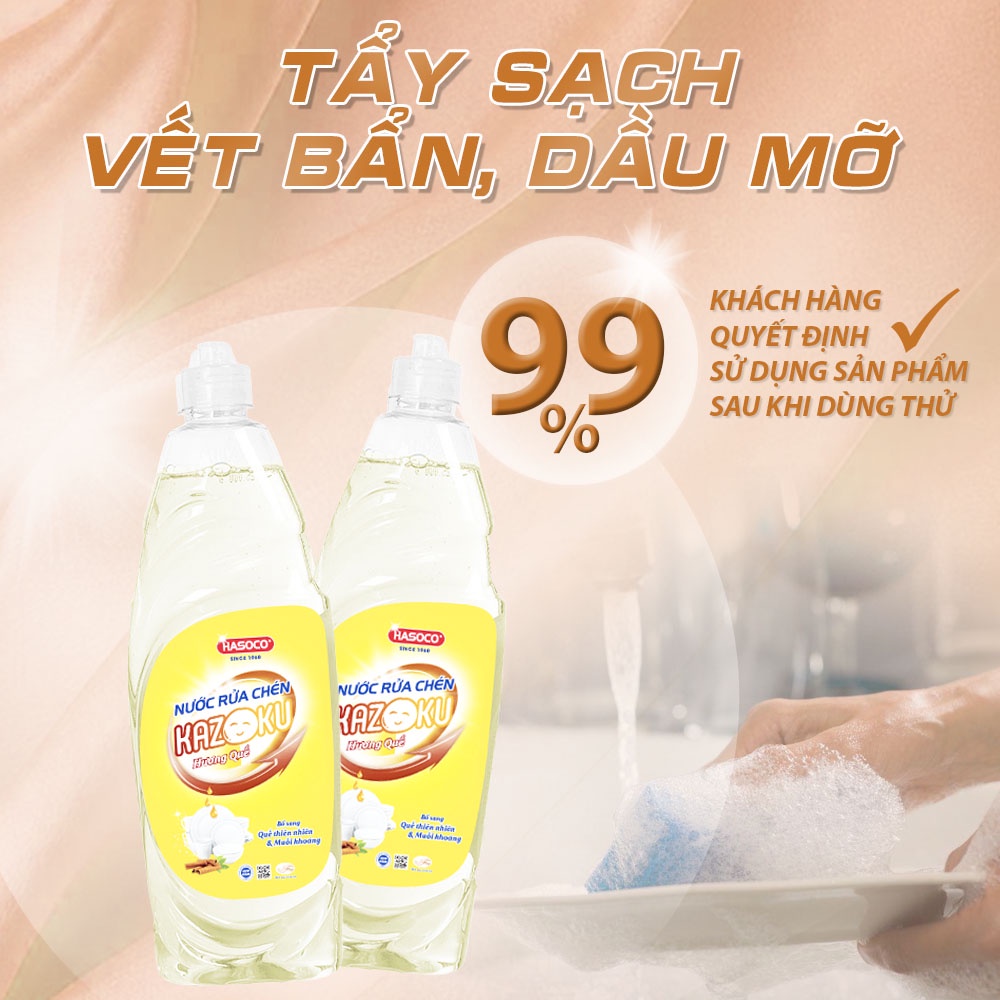 Nước Rửa Chén Bát Kazoku Hương Quế Chai 750g