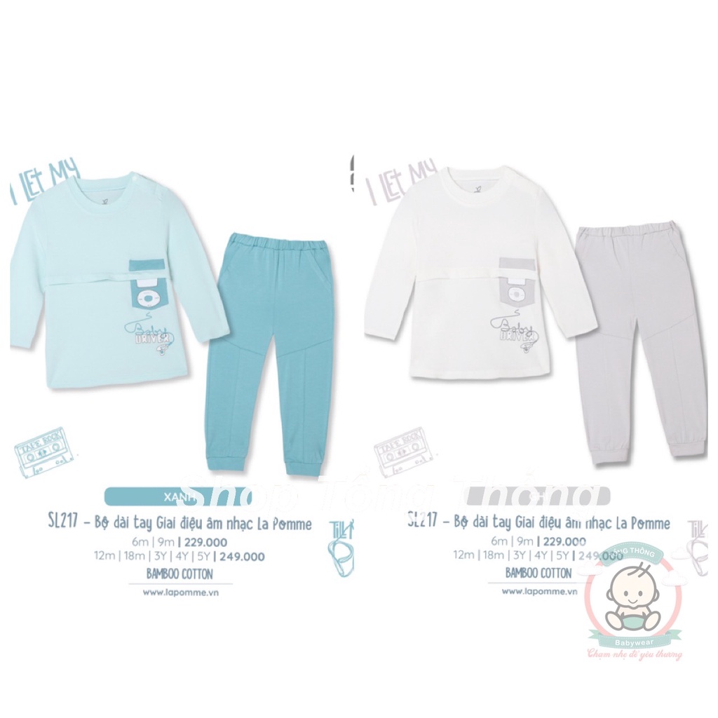 Bộ La Pomme Bamboo giai điệu âm nhạc dài tay cao cấp mềm mịn thoáng mát thấm hút tốt cho bé trai bé gái SL217