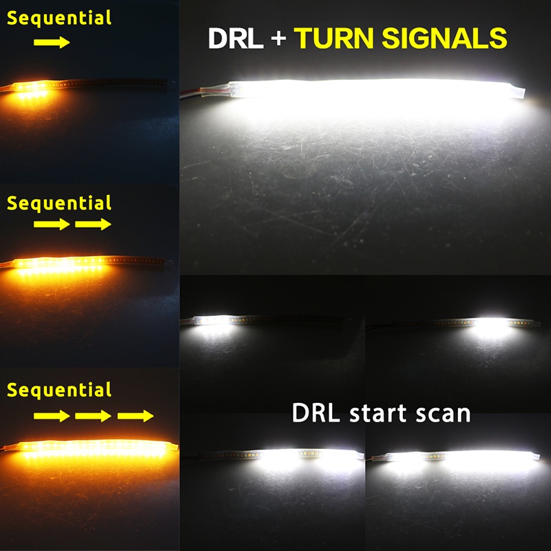 Bộ 2 Dải Đèn LED DRL Gắn Gương Chiếu Hậu Cho Xe Hơi / Xe Máy