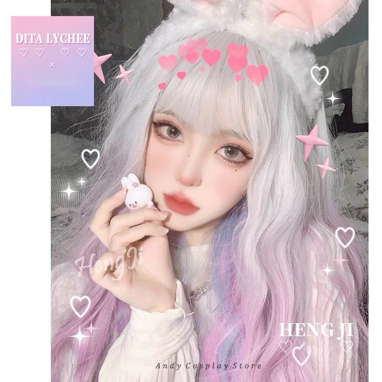 Tóc giả/ Wig teen mix màu Dita Lychee Hengji