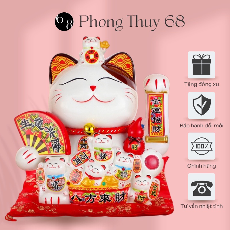 Mèo Thần Tài Vẫy Tay Phong Thủy 68 Mèo Chiêu Tài Lộc 20-29cm