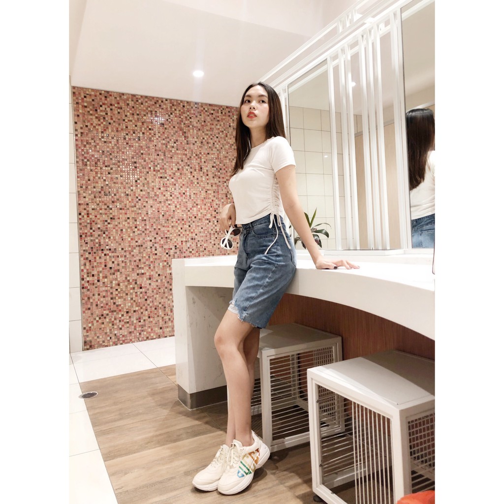 Quần Bò Lửng KAVO BLUE Ngố Rách Cho Nữ