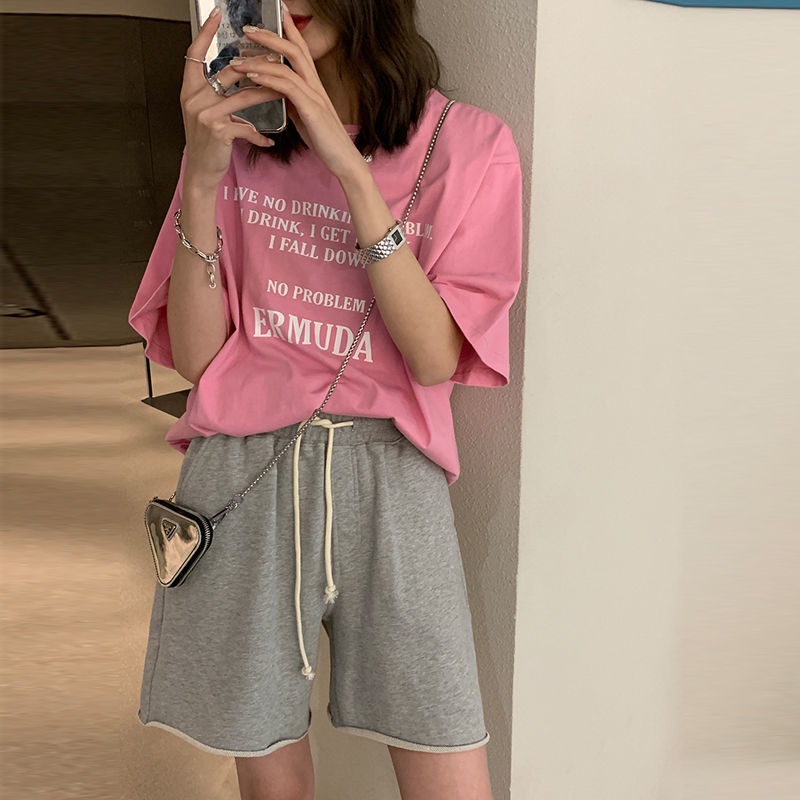 Quần short thể thao lưng cao dáng rộng chất liệu cotton mỏng thời trang mùa hè hàng mới dành cho nữ