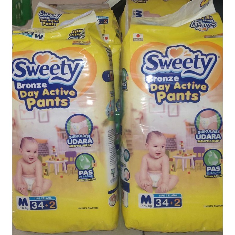 Sweety Quần Dài Đồng Size M 36 Size M34 + 2 Pampers