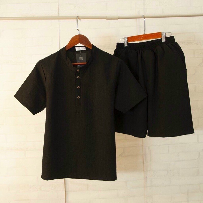 Đồ bộ đũi cổ tàu cúc gỗ . Bộ đũi nam thời trang . | BigBuy360 - bigbuy360.vn