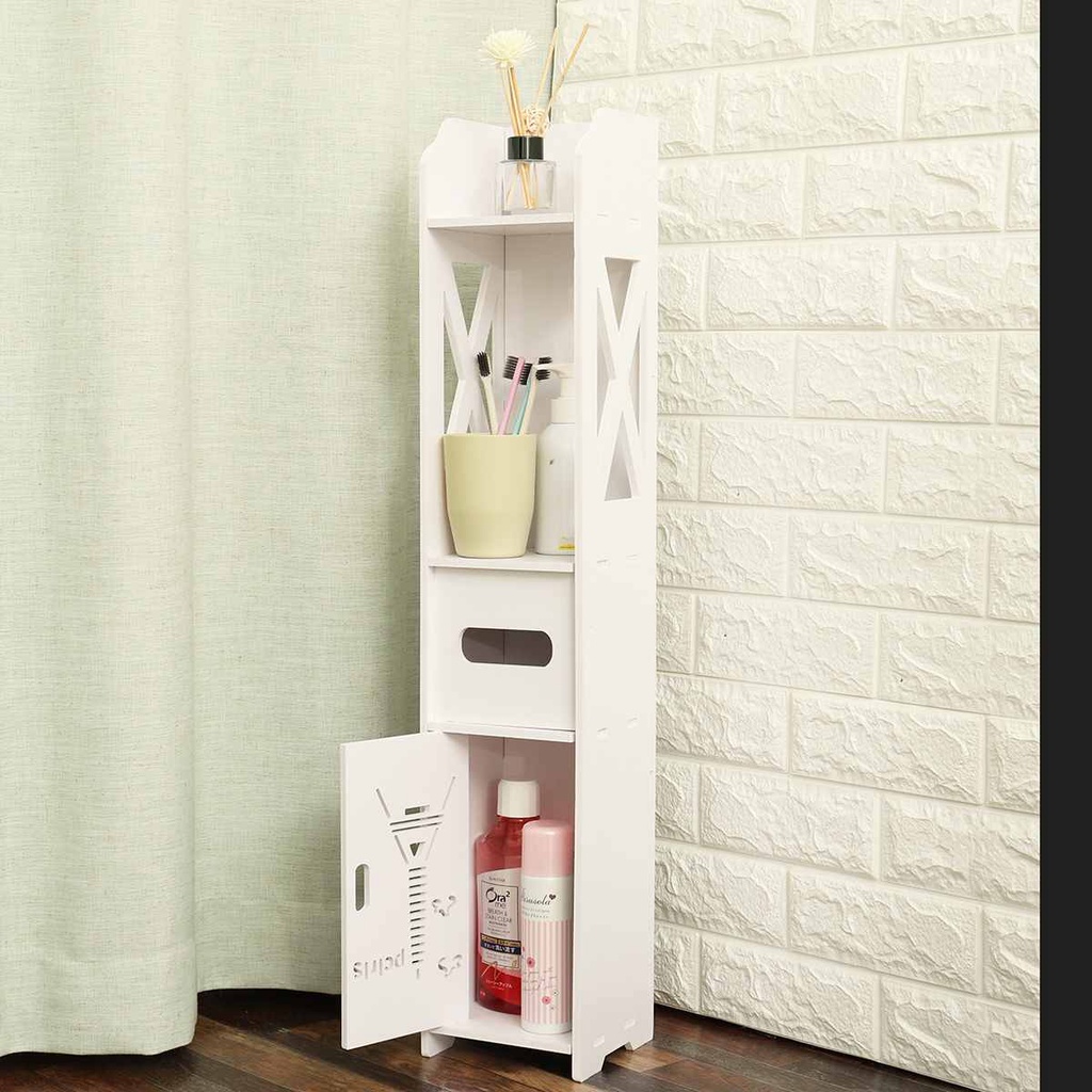 Kệ gỗ nhựa đựng đồ nhà vệ sinh 80x20x18cm màu trắng