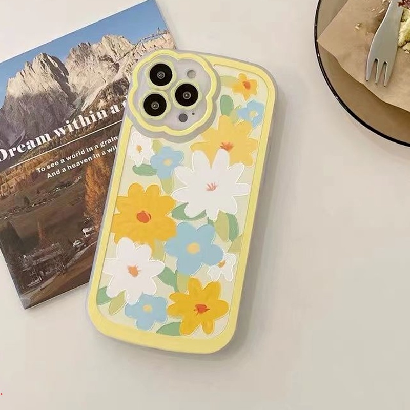 Ốp Điện Thoại Mềm Hình Hoa Màu Vàng Dễ Thương Cho iphone XS Max X XR 7 8 Plus 13 12 11 Pro Max
