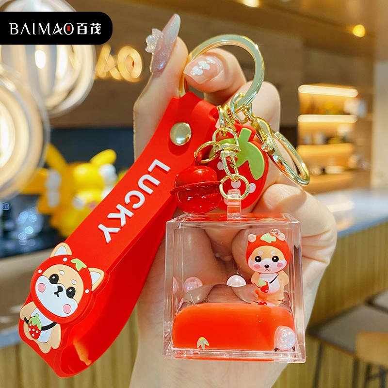 Móc Khóa cute hình vuông pha lê nhân vật hoạt hình đáng yêu, móc chìa khóa, móc túi sách thời trang