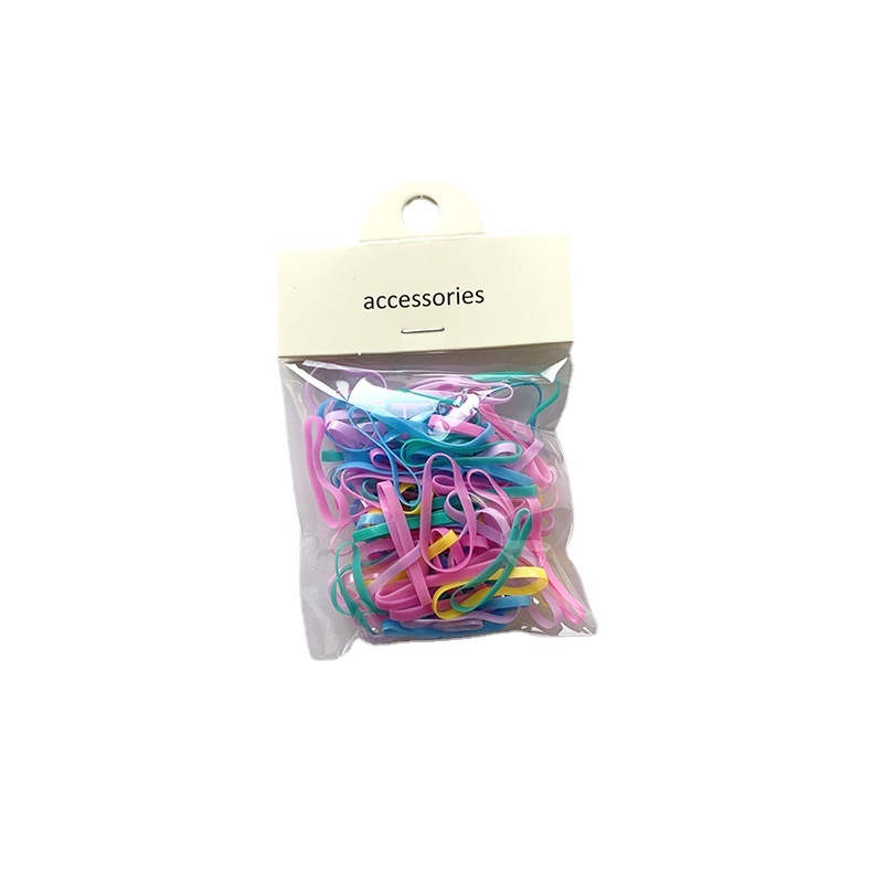 Set 100 Dây Thun Buộc Tóc Nhiều Màu Sắc Dày Dặn Độ Co Giãn Cao Dành Cho Nữ