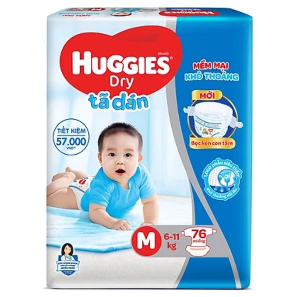 Tã dán Huggies NB58/ NB74/ S56/ S88/ M76/ L68/ XL62/ XXL56 mẫu mới