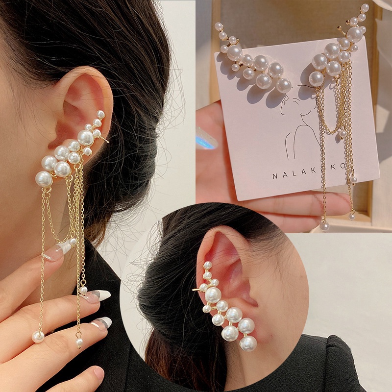 Bông Tai Dạng Kẹp Đính Ngọc Trai Thời Trang Cao Cấp Phong Cách Hàn Quốc Cho Nữ