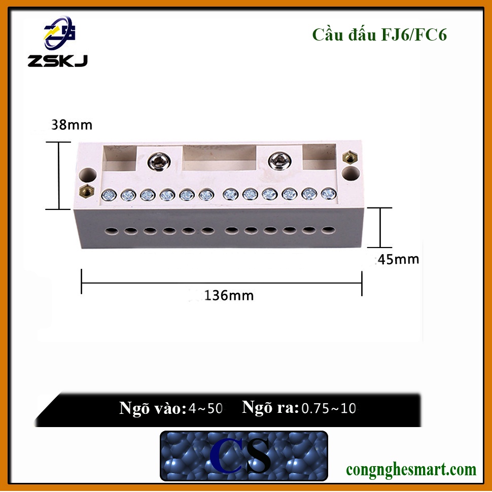 Cầu đấu chia dây điện đôi 1 ra 6 FC6/FJ6