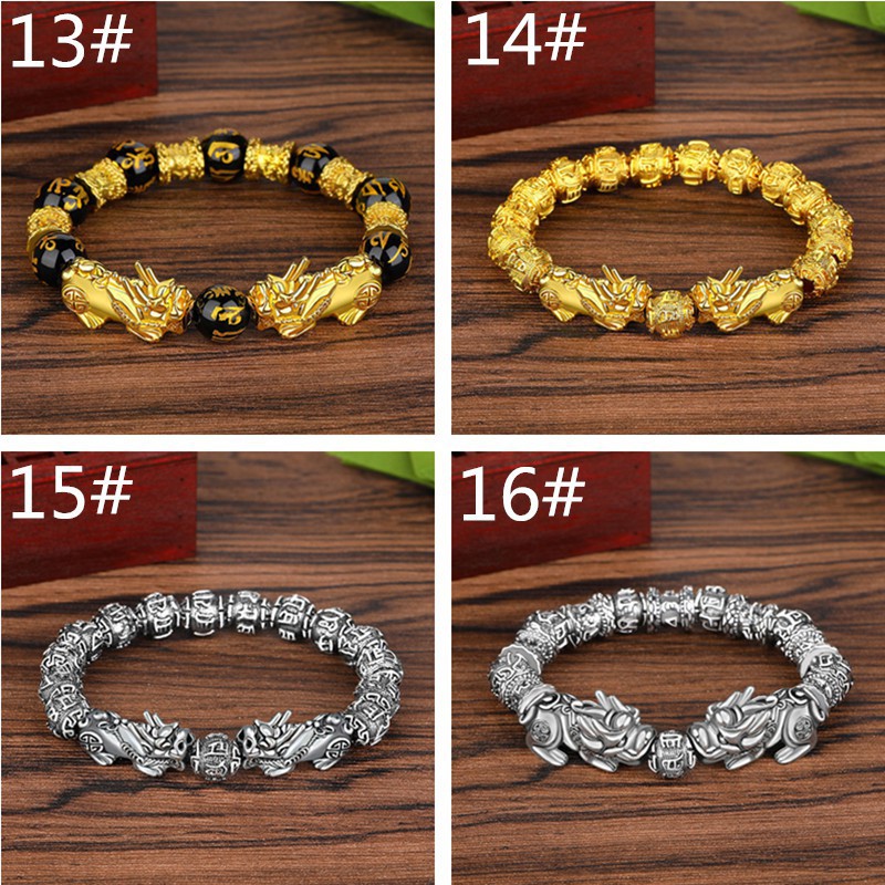 Suxinjewelry/Vòng tay Pixiu vàng 3D cho nam,Vòng tay hạt Phật giáo