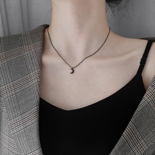 (FREE SHIP ĐƠN 50K) Dây chuyền trăng mảnh xi đen cá tính.