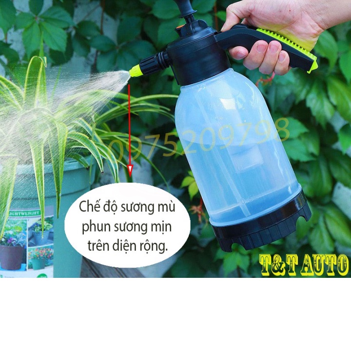 (Hỏa tốc) Bình phun nước, phun sương trong suốt cầm tay áp xuất cao dung tích 2 lít.