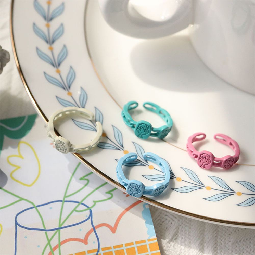 Nhẫn Hở Bằng Hợp Kim Tráng Men Họa Tiết Hoa Tulip / Hoa Cúc / Hình Học Thời Trang Hàn Quốc Cho Nữ