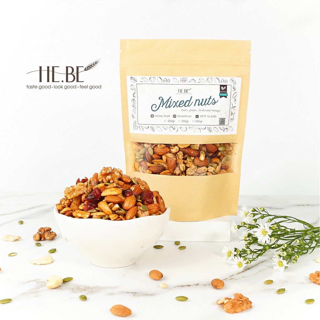[Mã SKAMSALE06 giảm 10% tối đa 100K đơn 150K] Mix Nuts Granola Full Hạt Nướng Mật Ong (Rất Ít Yến Mạch) by Hebe | BigBuy360 - bigbuy360.vn