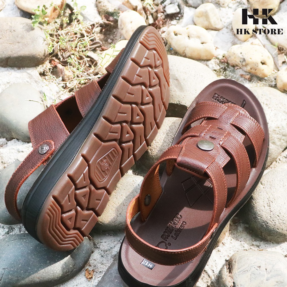 Sandal nam da bò xịn đế kếp cao ❤️ HK.STO ❤️ cao ngay lập tức 3.5cm, da rất mềm đi êm chân khâu may chân quai siêu chắc.