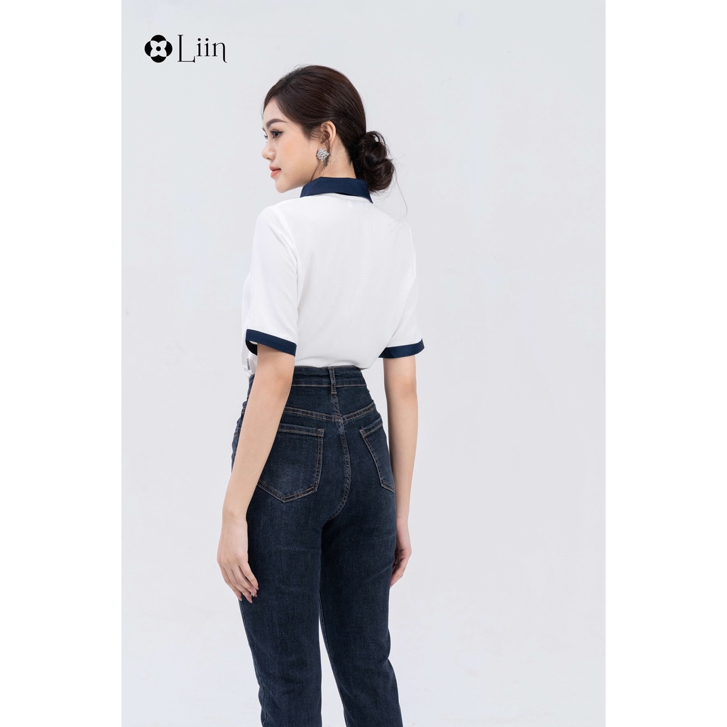 Áo polo linbi chất vải đũi, mix cổ đức trơn form công sở trẻ trung, năng động liin clothing SM4555