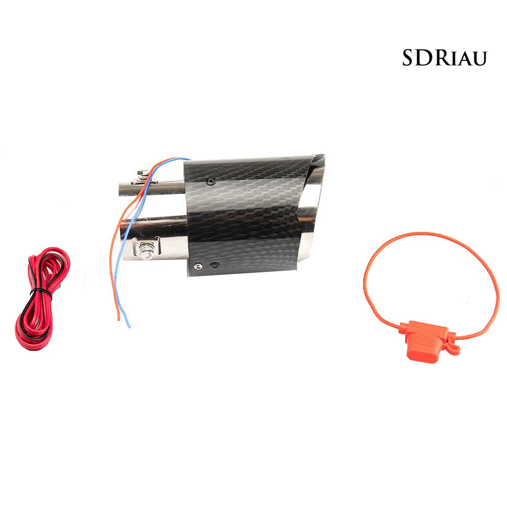 Ống xả giảm thanh có đèn LED màu đỏ/xanh dương họa tiết sợi carbon gắn đuôi xe hơi