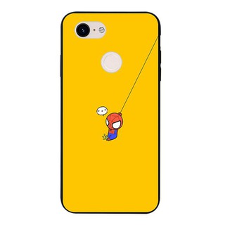 Ốp điện thoại TPU silicon mềm màu trắng hình Người nhện biểu cảm màu đen thích hợp cho Google Pixel 2 3 XL