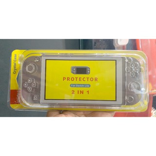 Case trong suốt và kính cường lực bảo vệ máy Nintendo Switch Lite.