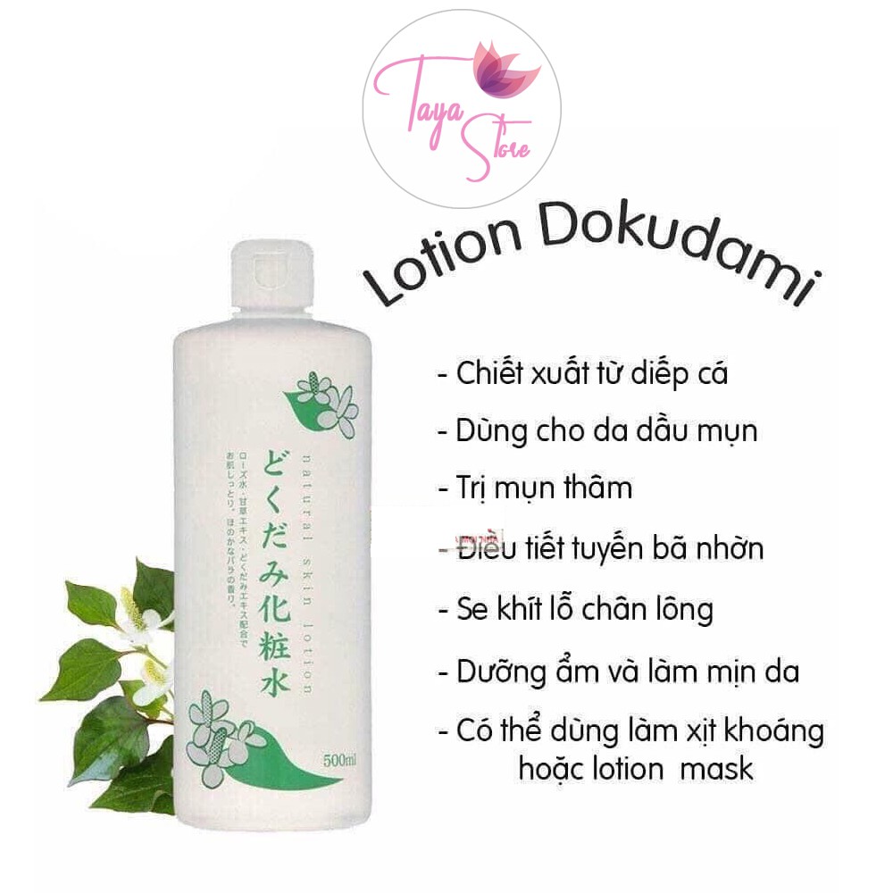 Nước hoa hồng diếp cá/tía tô Dokudami Natural Skin Lotion Nhật Bản 500ml