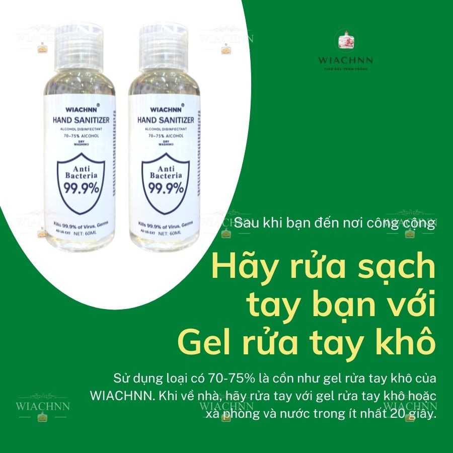 Gel Rửa Tay Khô Sạch Khuẩn WIACHNN 60ML Nước Rửa Tay Khô Tiện Lợi Nhỏ Gọn Khi Ra Ngoài NRT