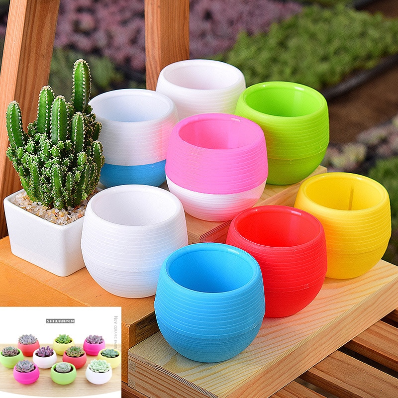 Chậu Hoa Mini Bằng Nhựa Nhiều Màu Sắc