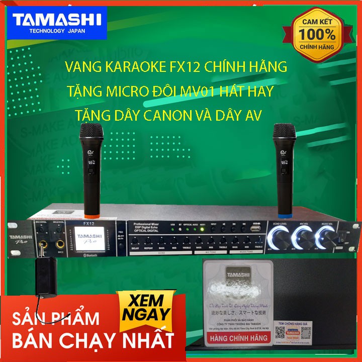 [kèm micro đôi]VANG CƠ TAMASHI FX 12 CAO CẤP Vang số chỉnh cơ karaoke cao cấp có màn hình hiển thị, usb blutooth